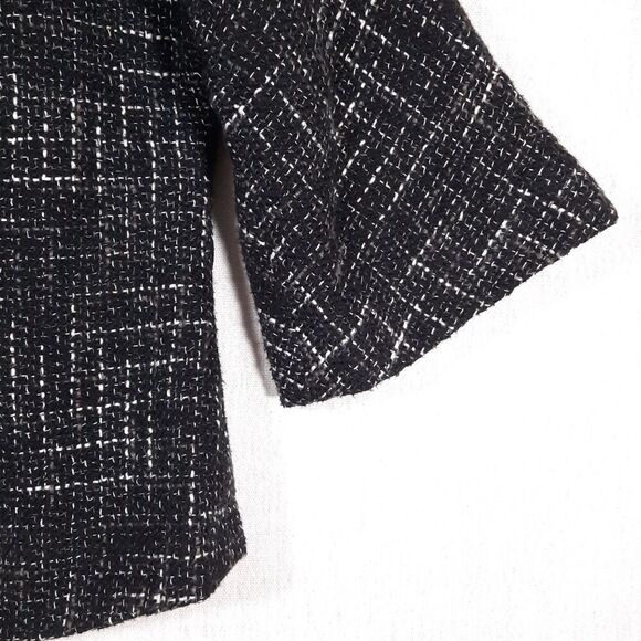 East 5th Women's Tweed Boucle Check Jacket Size Medium Black & White 100% Cotton - Picture 8 of 16